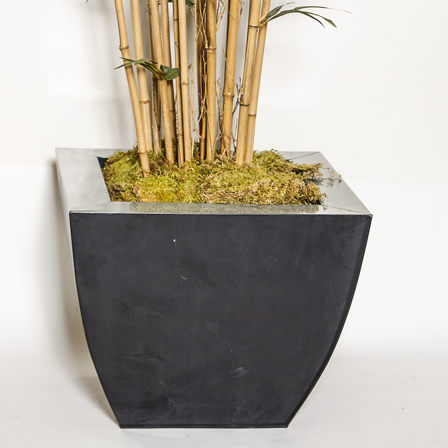 Large Faux Bamboo Plant in Modern Square Planter EBTH