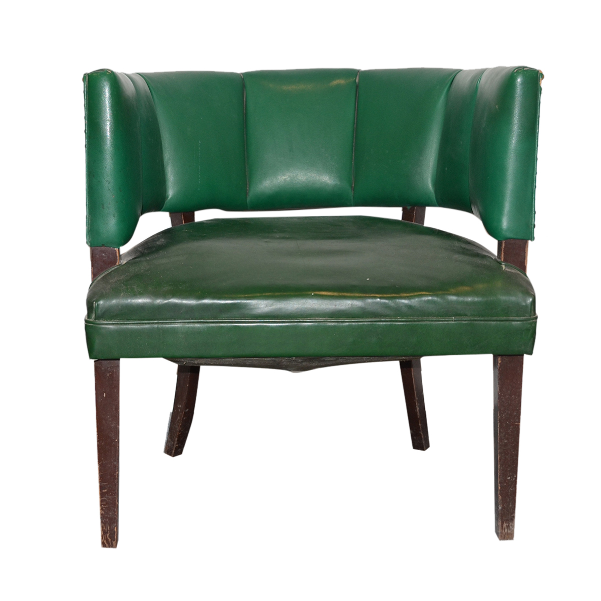 Vintage Green Leather Armchair EBTH