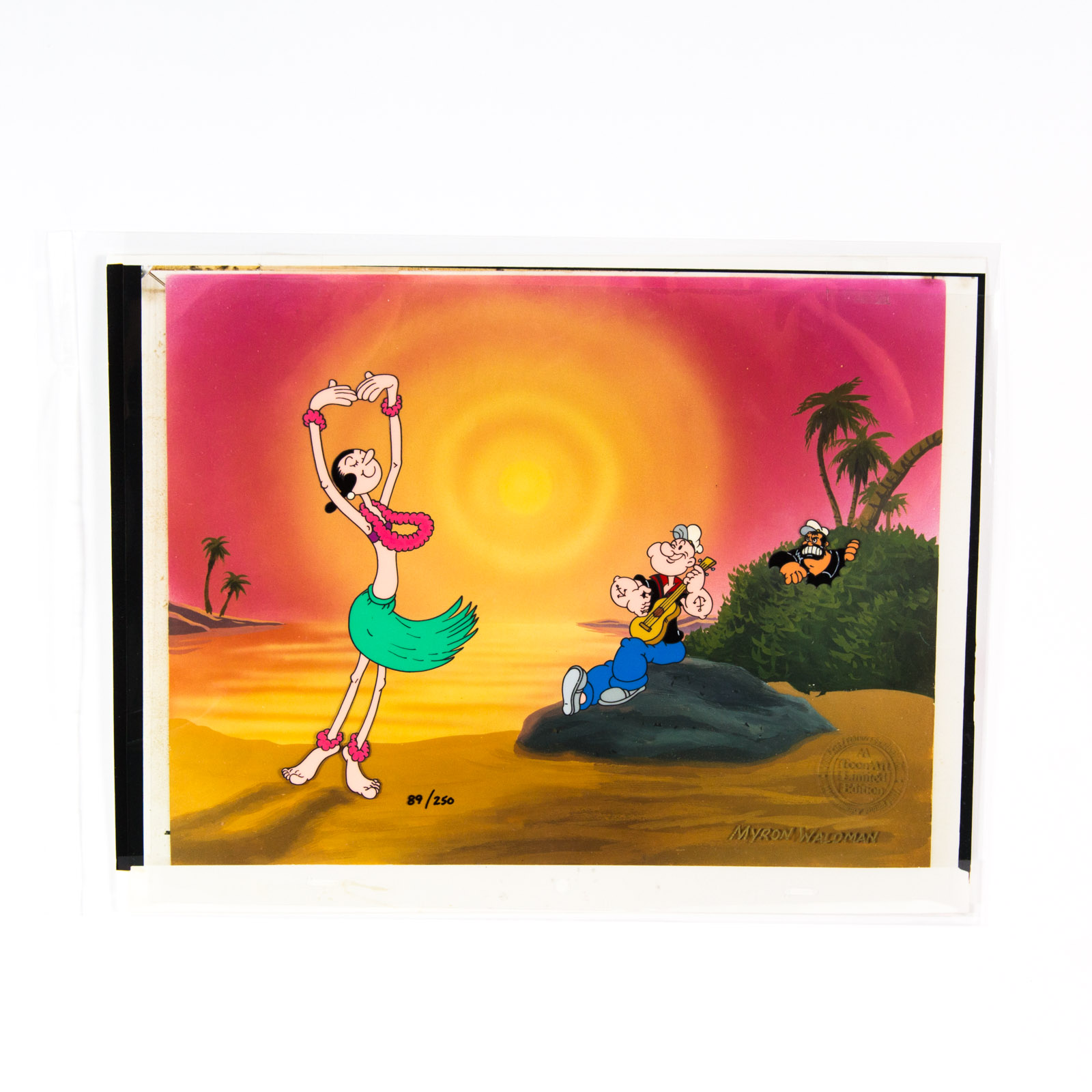 Hand Painted Popeye Animation Cel "Dancing on the Beach", Signed By Myron Waldman EBTH