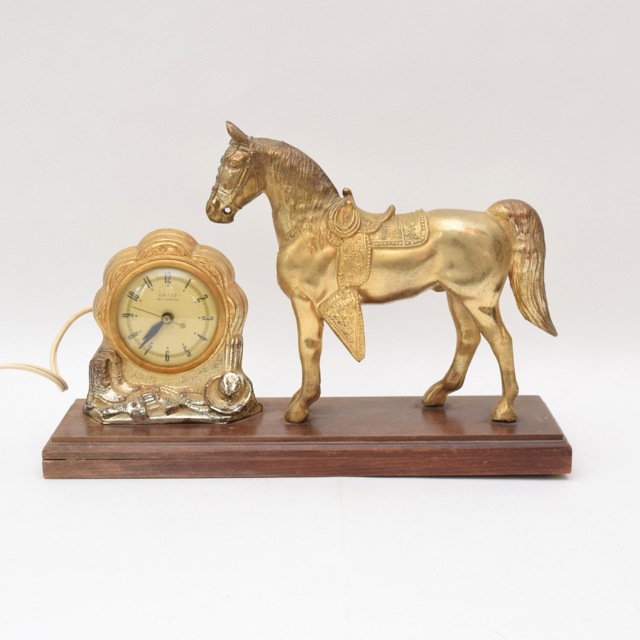 United Self Starting Equine Themed Electric Brass Mantle Clock EBTH