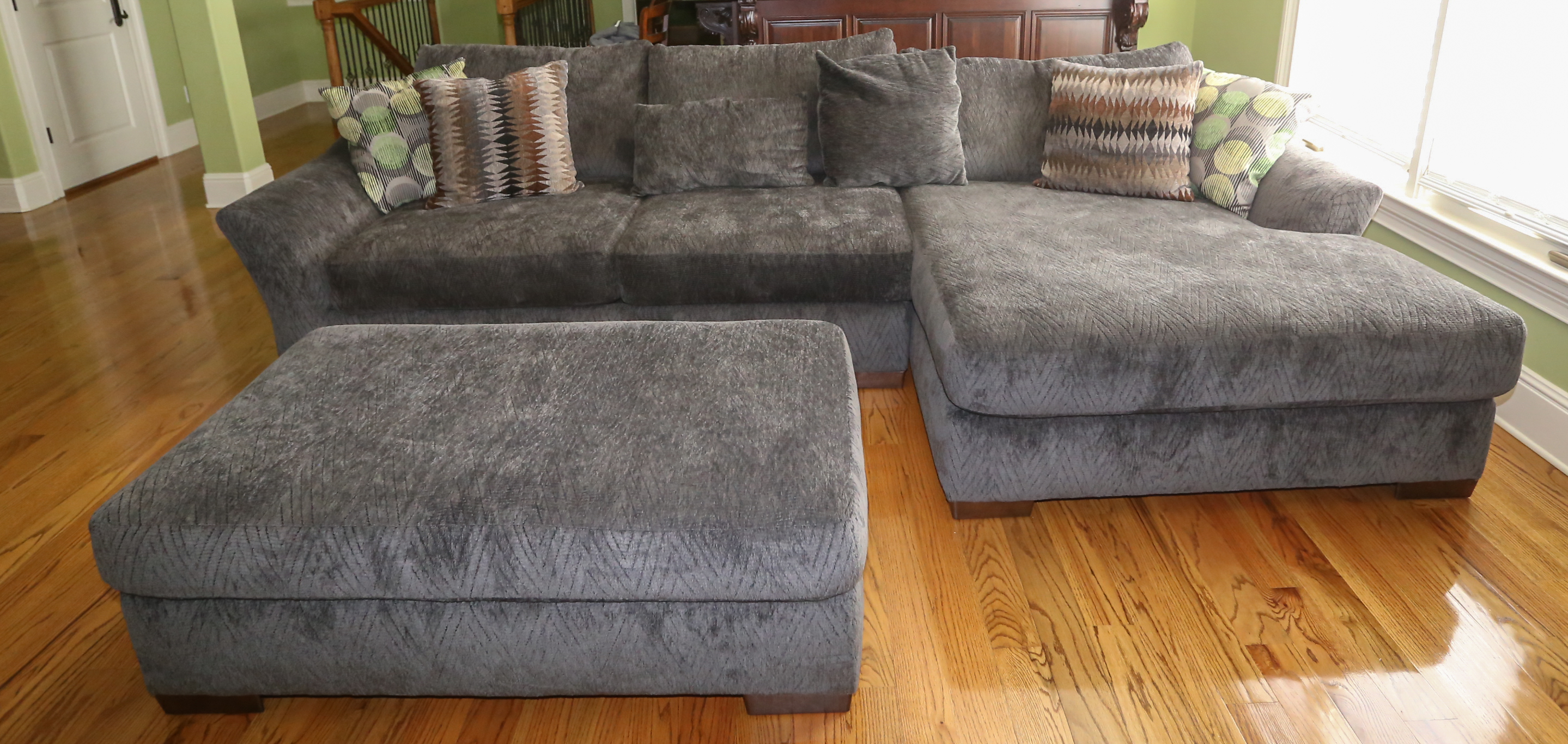 BluishGray Sectional Sofa and Ottoman by Kroehler EBTH