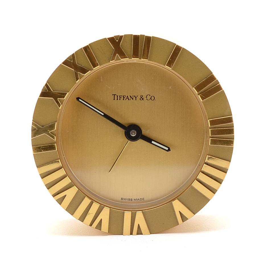 Tiffany & Company Brass Atlas Desk Clock EBTH