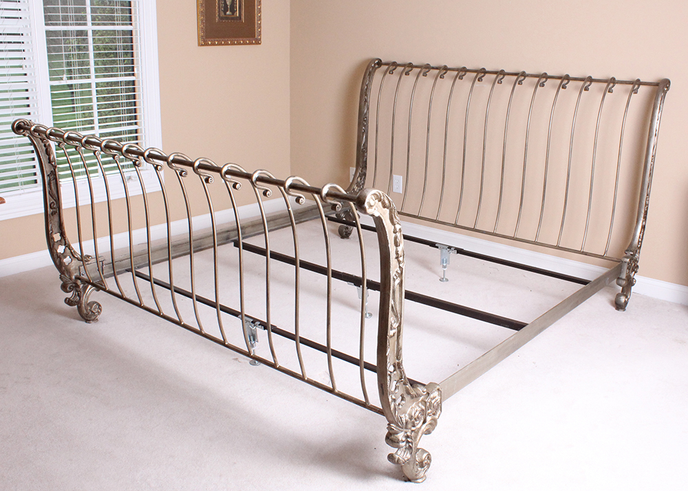 Ornate Metal Sleigh Bed Frame EBTH