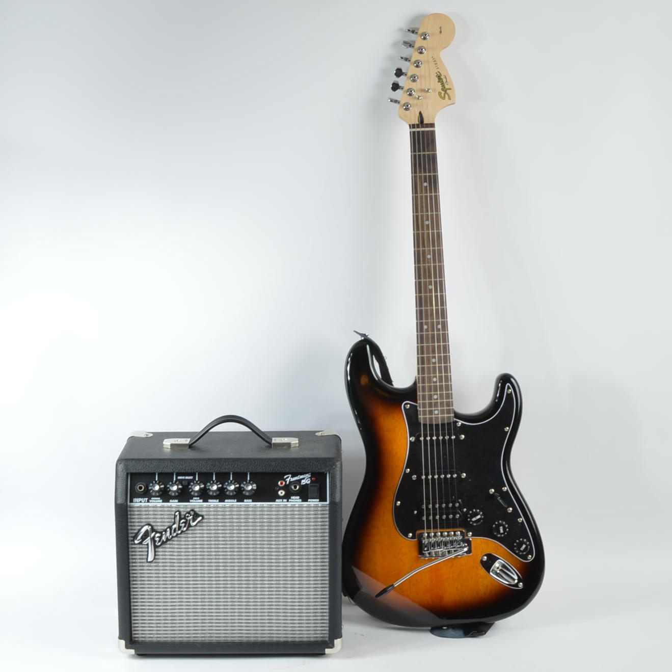 Fender Squier Strat Electric Guitar and Fender Frontman Amplifier EBTH