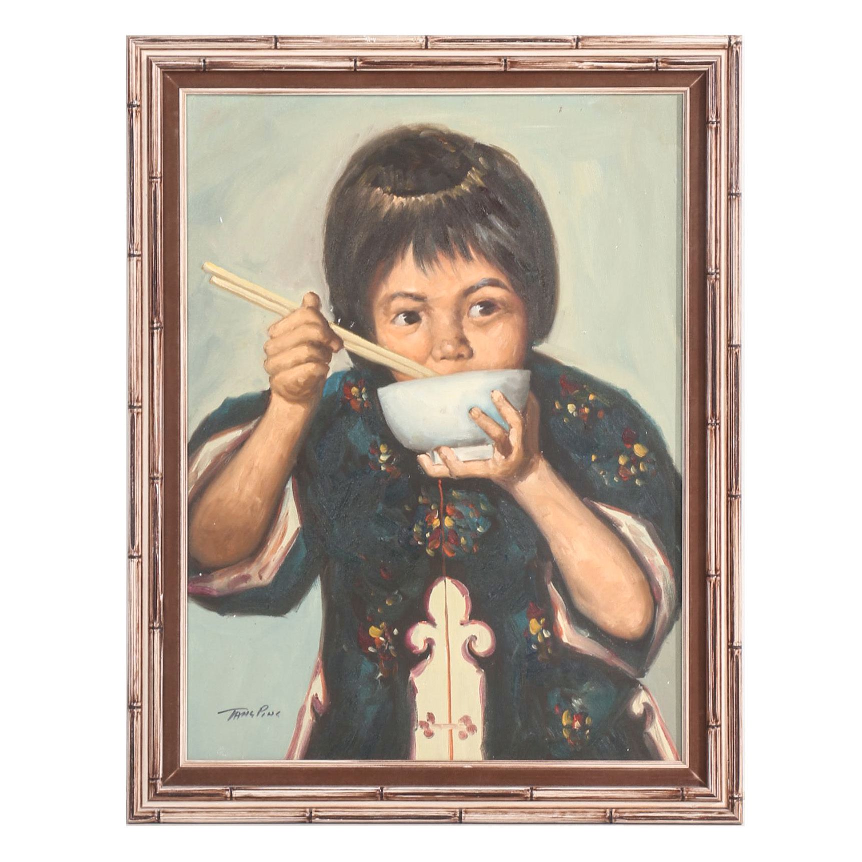 Tang Ping Oil Painting On Canvas Of Child Eating Ebth