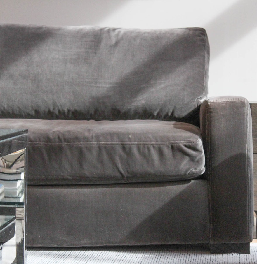 Restoration Hardware Maxwell Velvet Upholstered Sofa EBTH Restoration Hardware Maxwell Velvet Upholstered Sofa EBTH