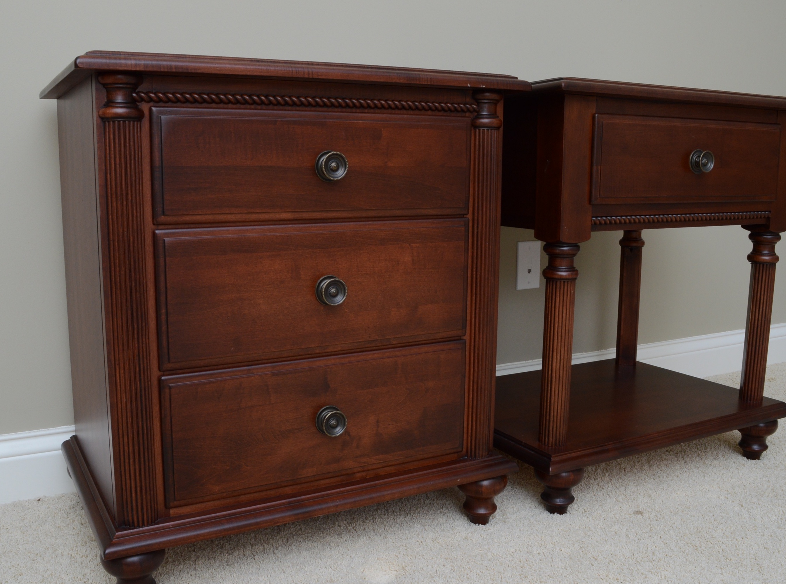 His and Hers Cherry Nightstands EBTH