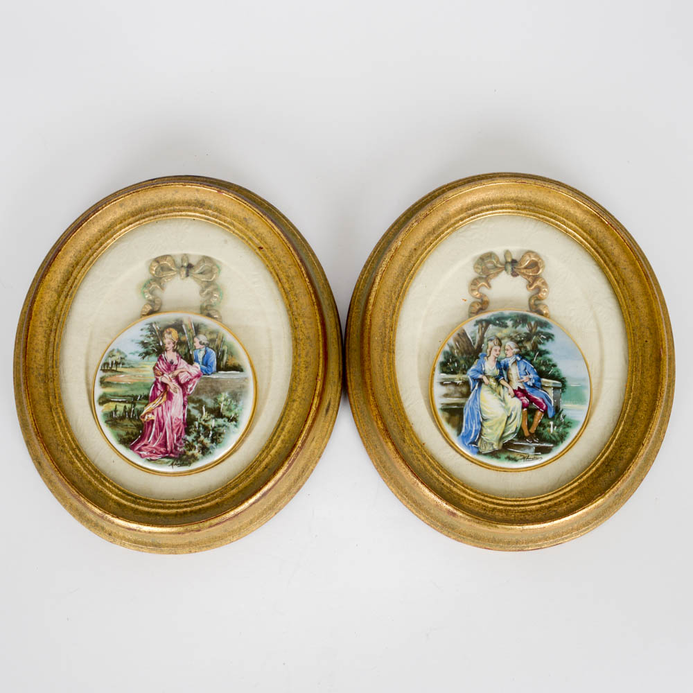 Vintage Sungott Art Studios Hand Enameled Portraits on Porcelain