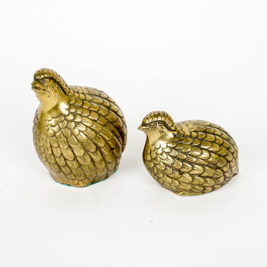 Pair of Mid Century Brass Quail Bookends