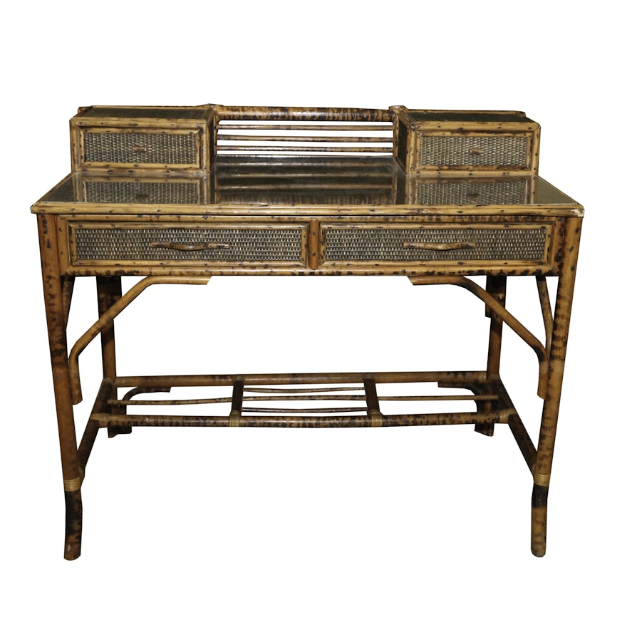 Max Co Rattan And Bamboo Writing Desk Ebth