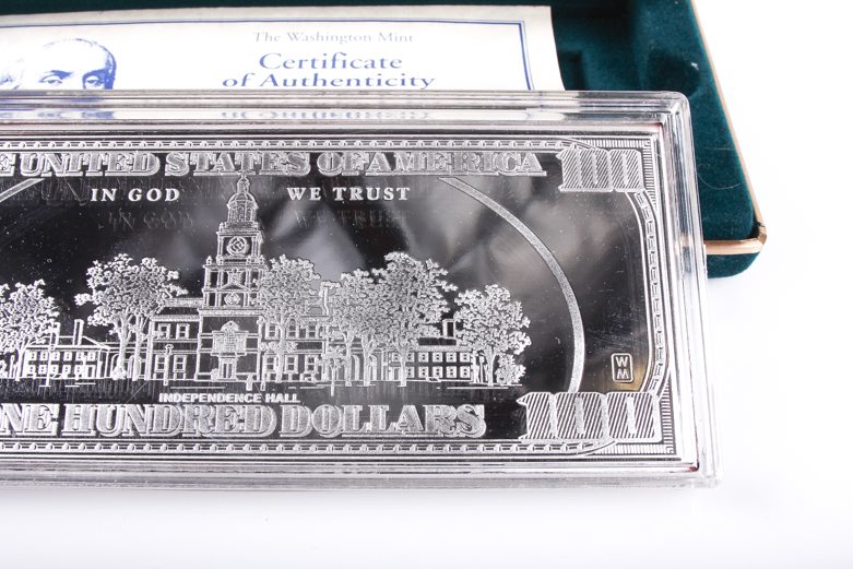 2003 Fine Silver "100 Dollar" Proof Bullion Bar | EBTH