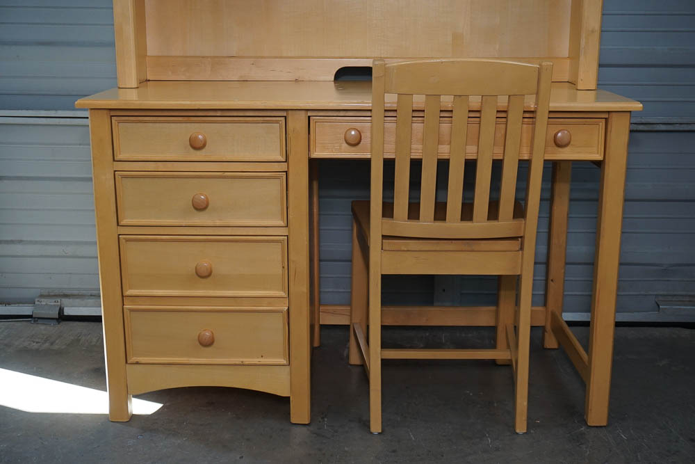 Contemporary Desk and Hutch With Chair by Havertys EBTH