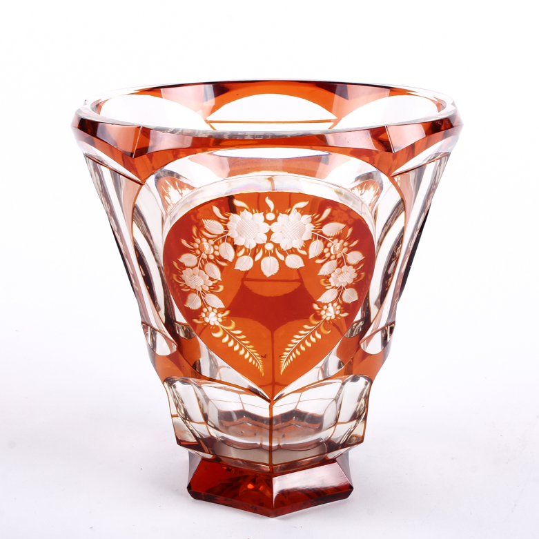 Download Amber Cut to Clear Czech Crystal Vase | EBTH