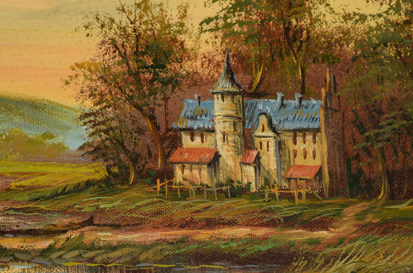 Pair of Fischer Original Decorative Genre Oil Paintings on Canvas EBTH