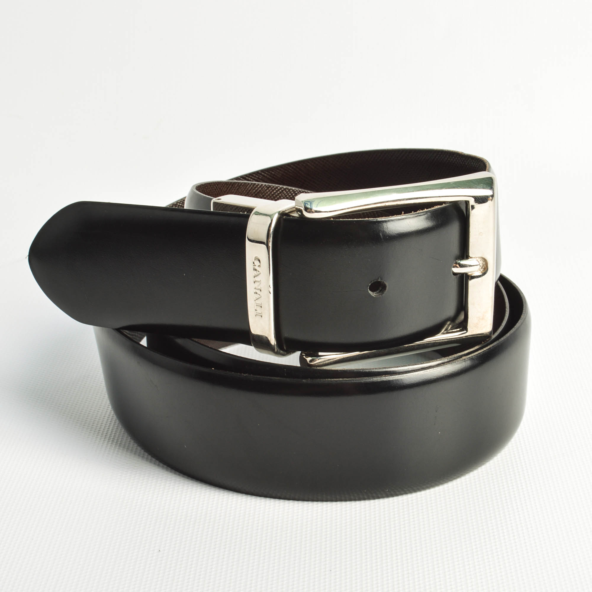 Two Men's Reversible Leather Belts by Canali and Robert Graham EBTH