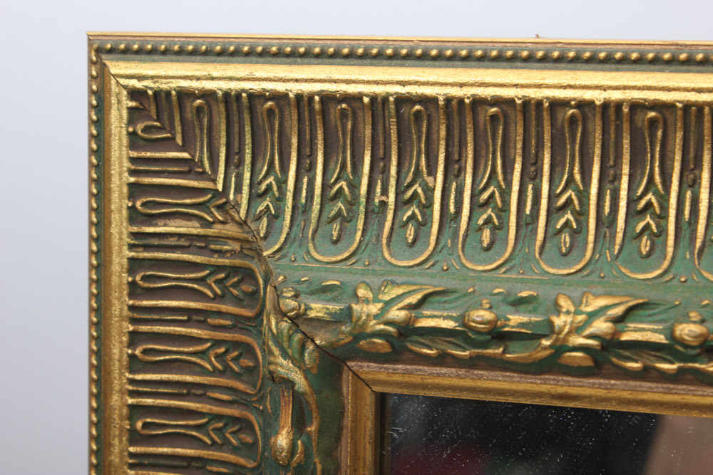 Wall Mirror with Green and Gold Tone Frame EBTH