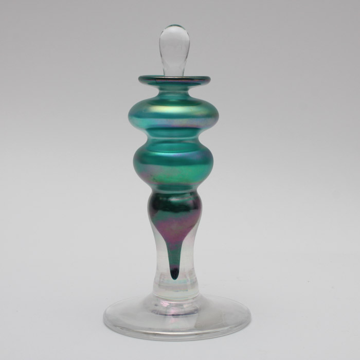 R. Foster Green Iridized Handblown Glass Perfume Bottle EBTH