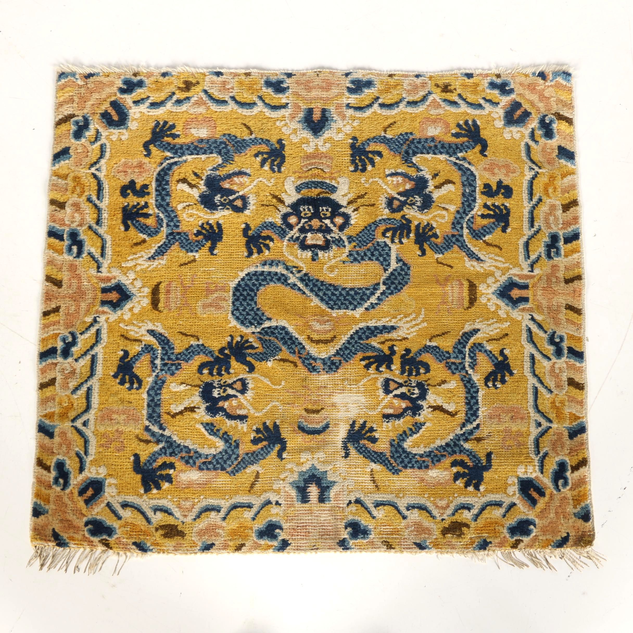 Hand Knotted Tibetan Dragon Accent Rug EBTH