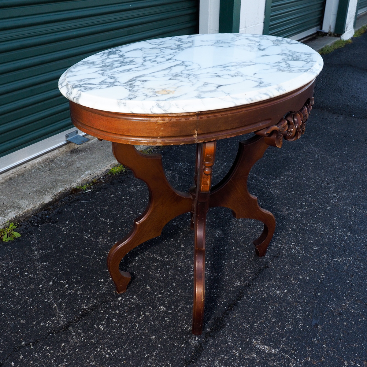 Marble Top Mahogany Table EBTH