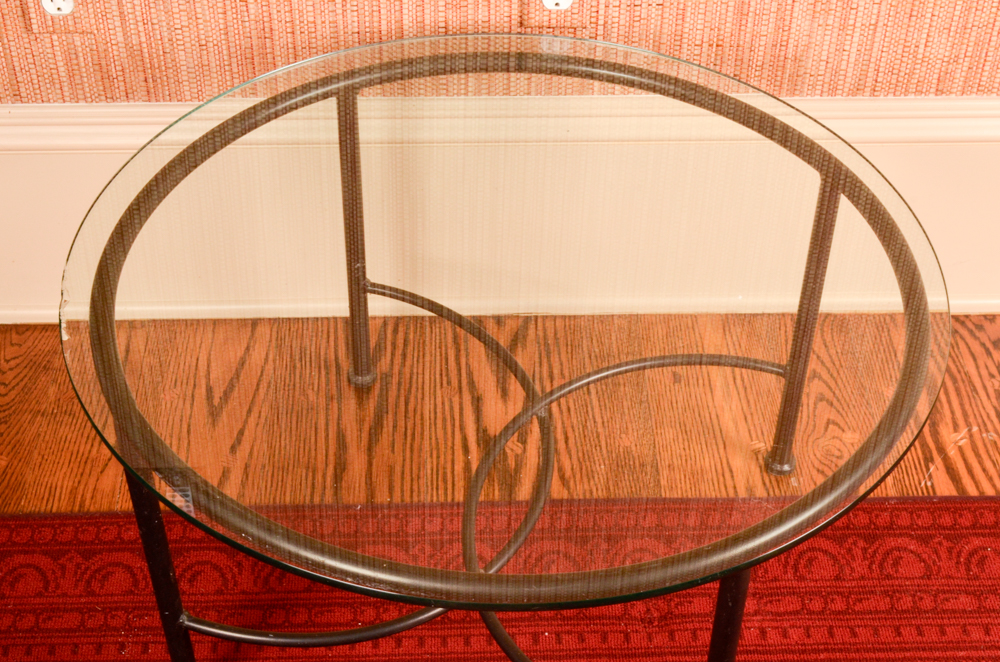 Brown Jordan Iron and Glass Table EBTH