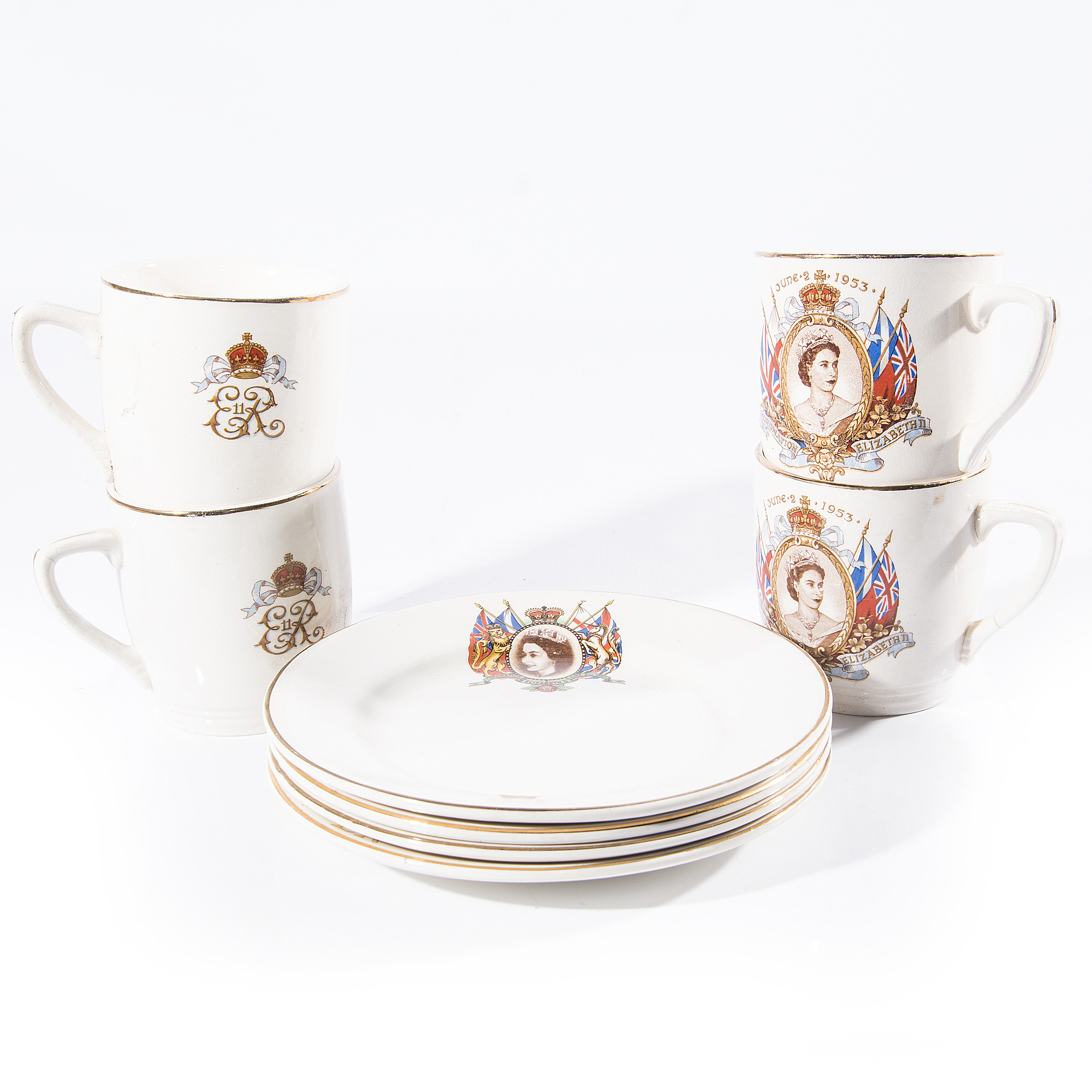 James Kent Ltd. Queen Elizabeth II Coronation Cup and Saucer Sets EBTH