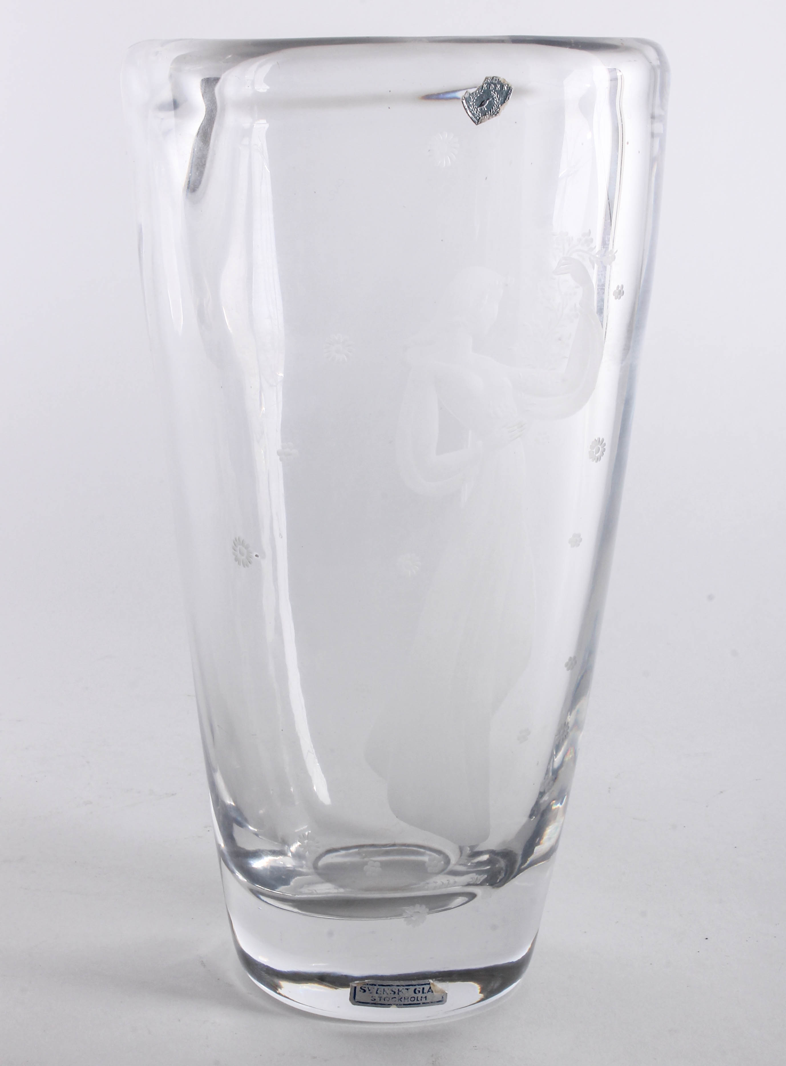 Orrefors Etched Crystal Vase EBTH