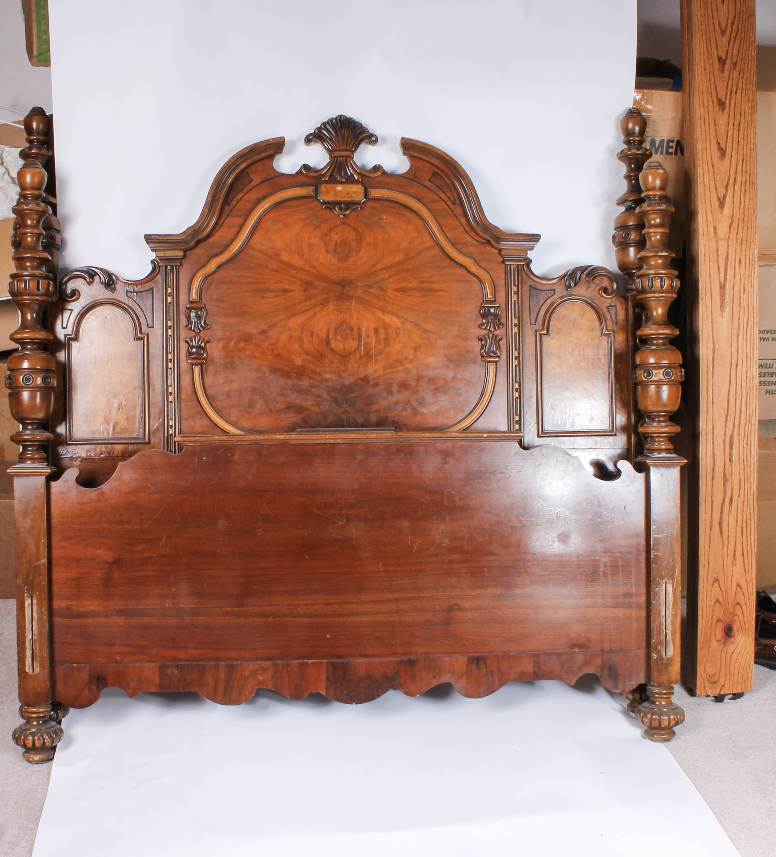 Antique Burl Wood Eastlake Style Bed Frame Full Size EBTH   IMG 8748 