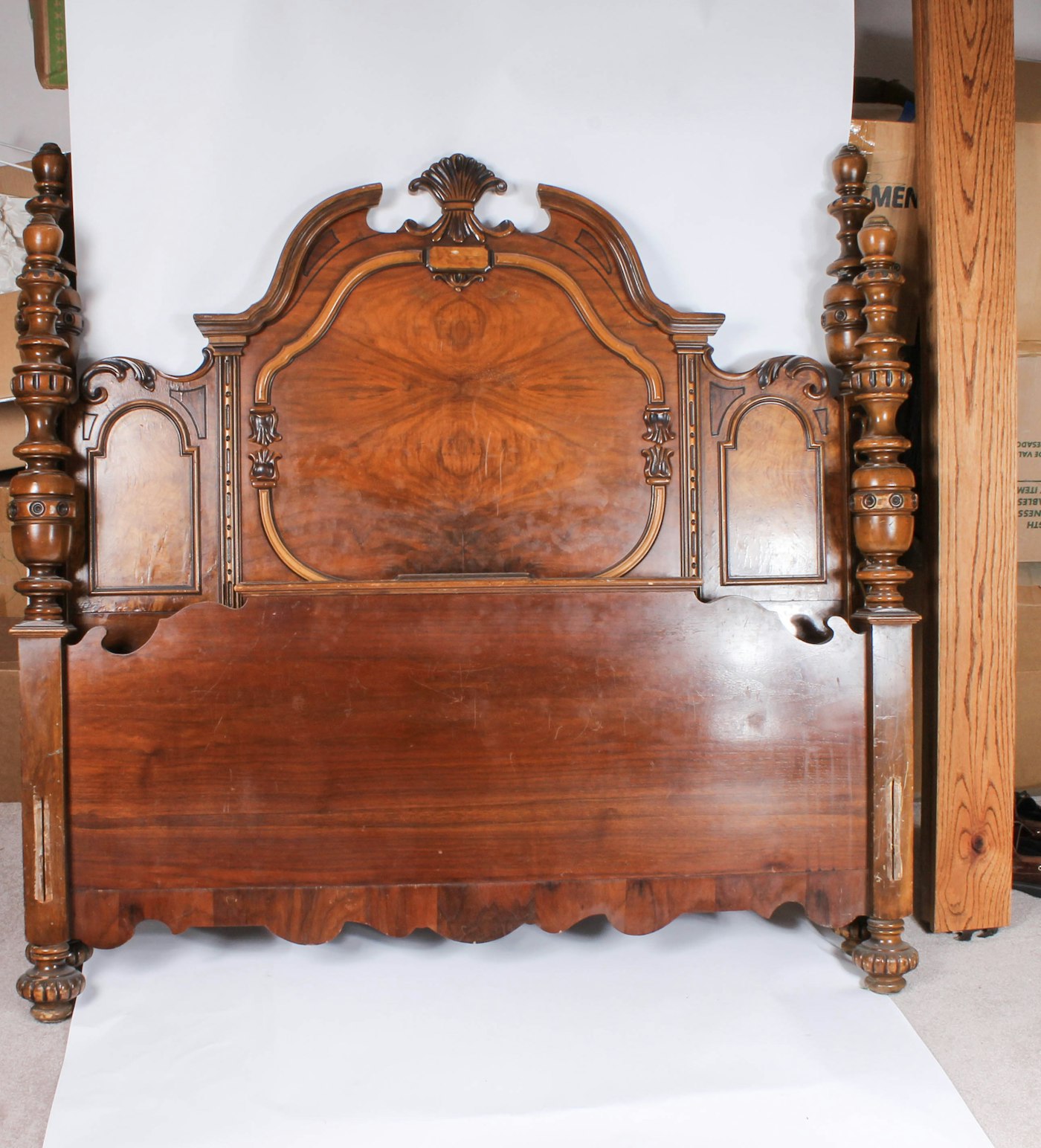 Antique Burl Wood Eastlake Style Bed Frame (Full Size) | EBTH