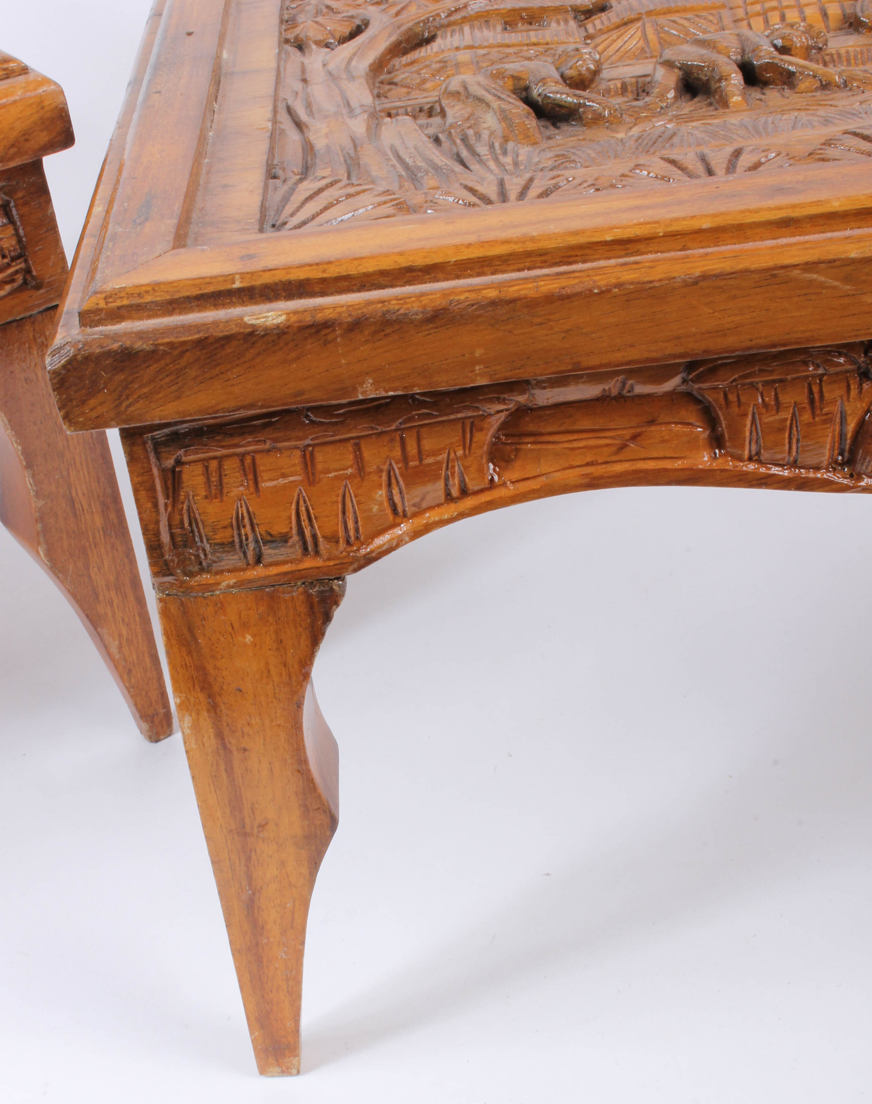 Filipino Style Carved Wooden Side Tables EBTH