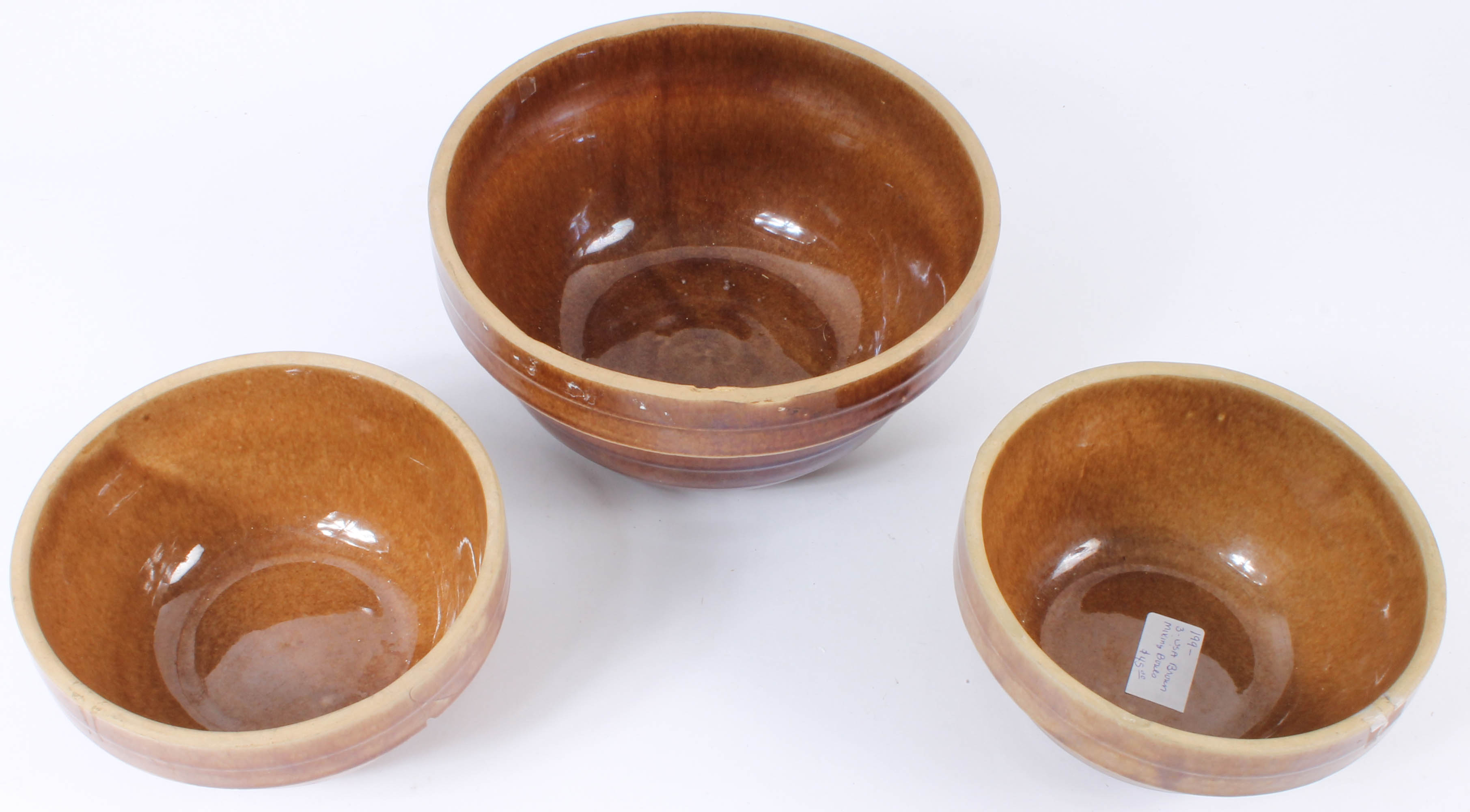 Mottled Brown Glazed Ceramic Mixing Bowls EBTH