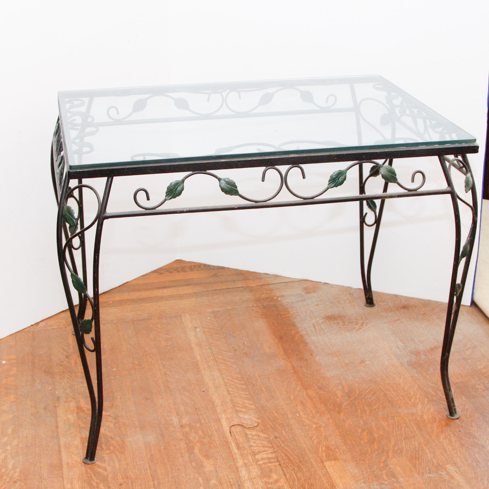 Vintage Wrought Iron Patio Table with Glass Top EBTH