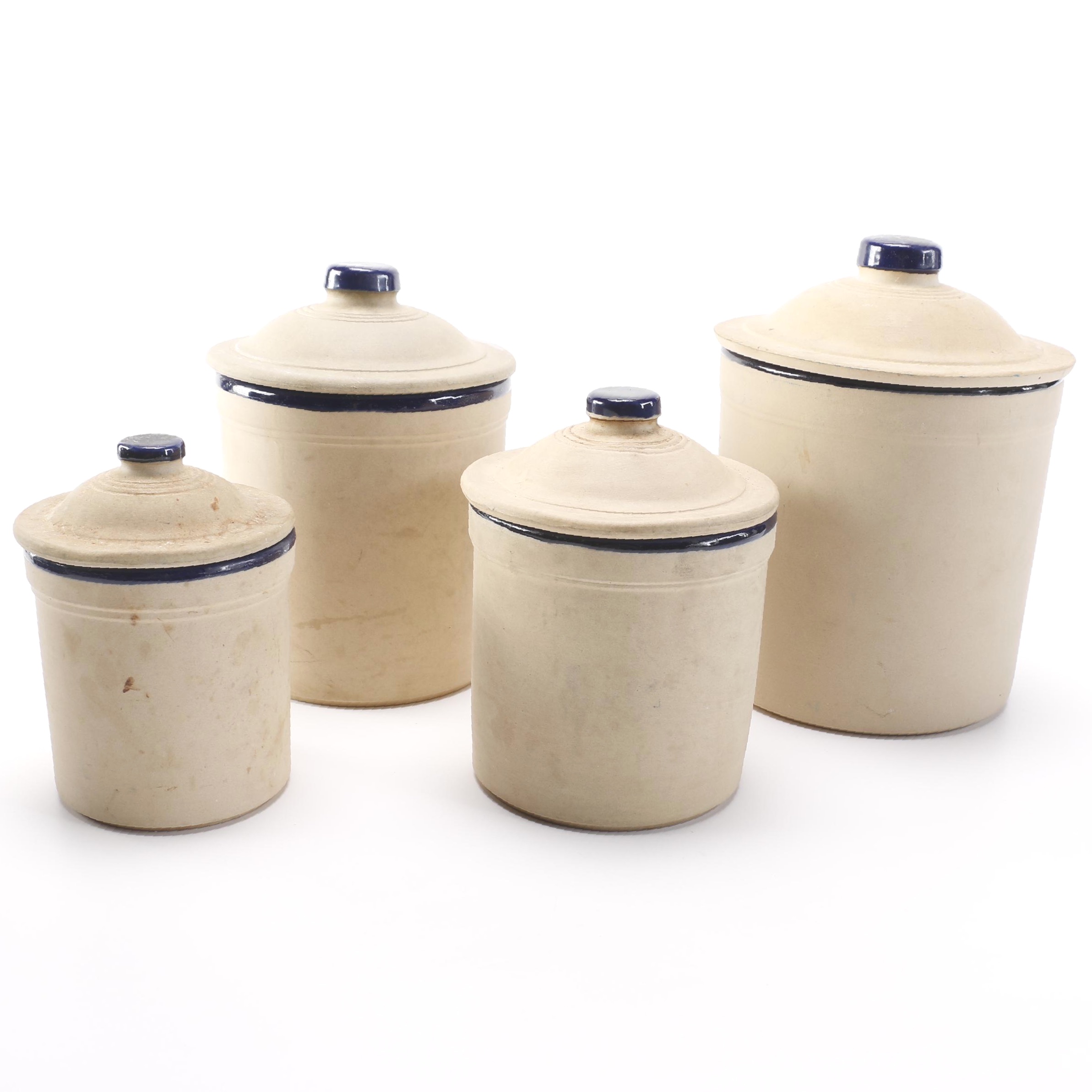 Four Great American Stoneware Factory Earthenware Canisters EBTH