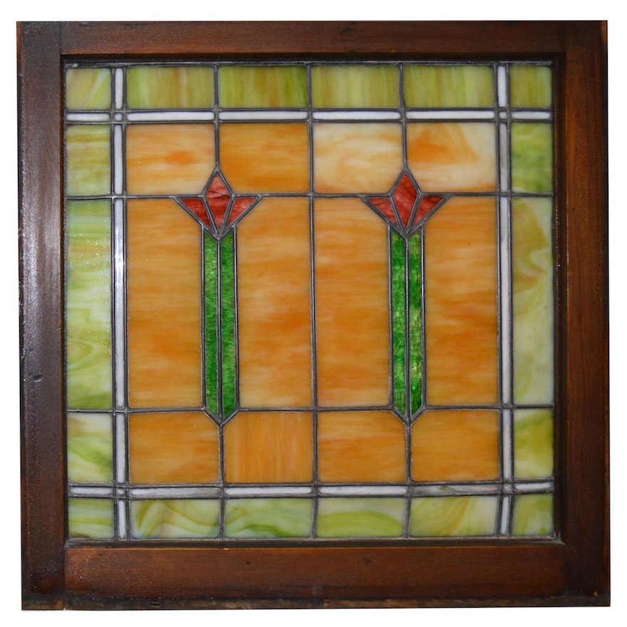 Arts and Crafts Style Stained Glass Window : EBTH