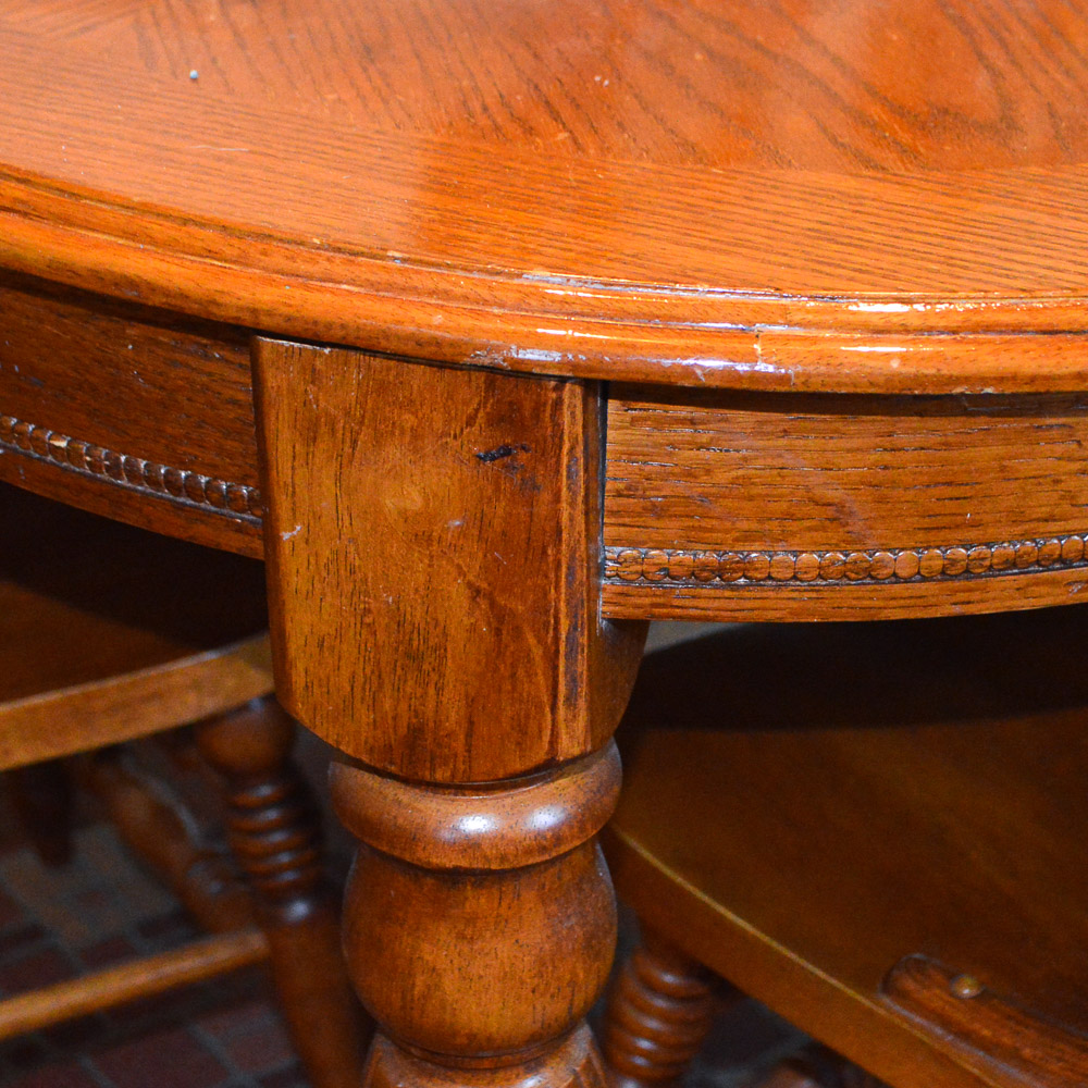 Contemporary Oak Dining Table and Six Pressed Back Chairs EBTH