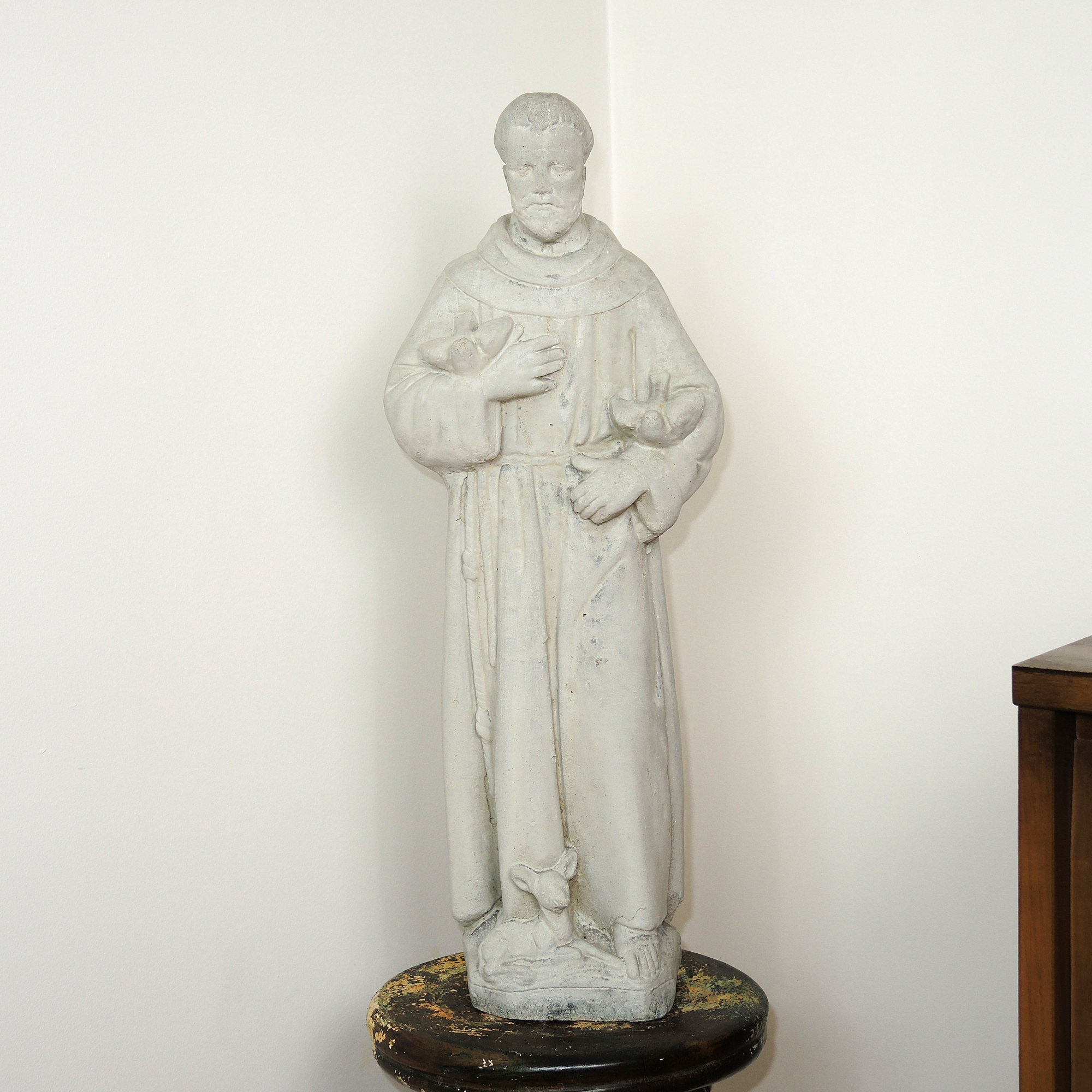 Concrete St. Francis Statue with Pedestal EBTH