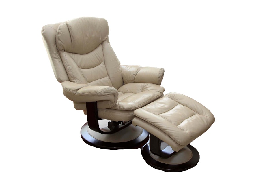 Contemporary Leather Recliner And Ottoman By Lane Ebth