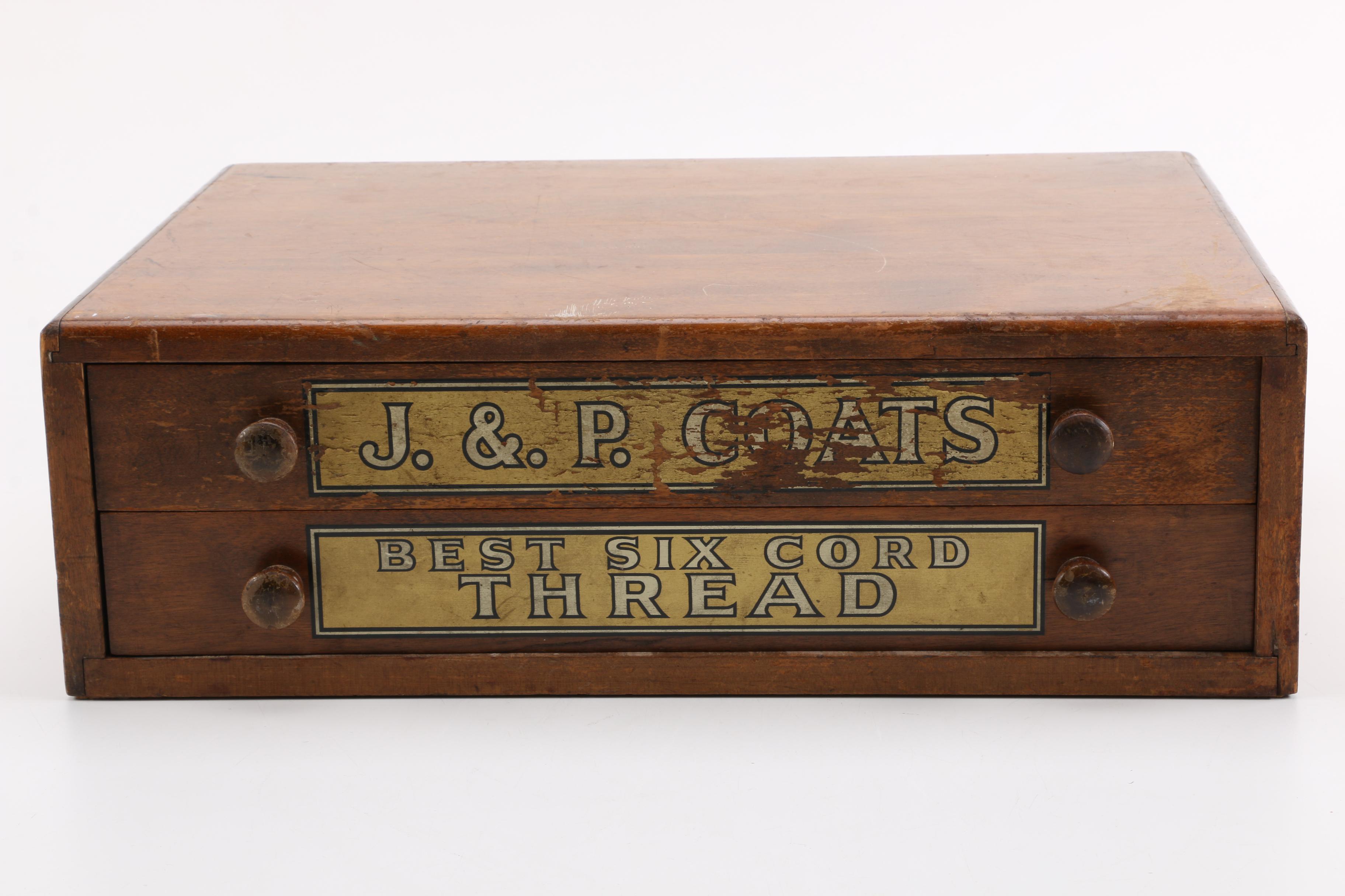 Vintage J. & P. Coats Wooden Thread Box EBTH