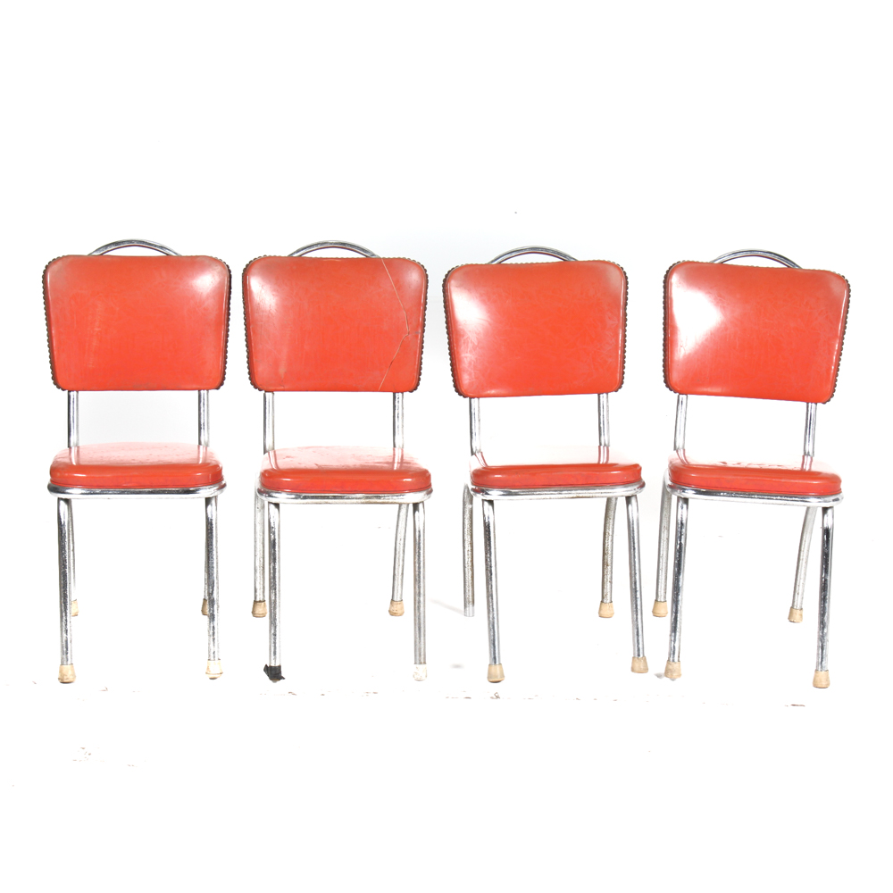 Four Vintage Vinyl Dining Chairs EBTH