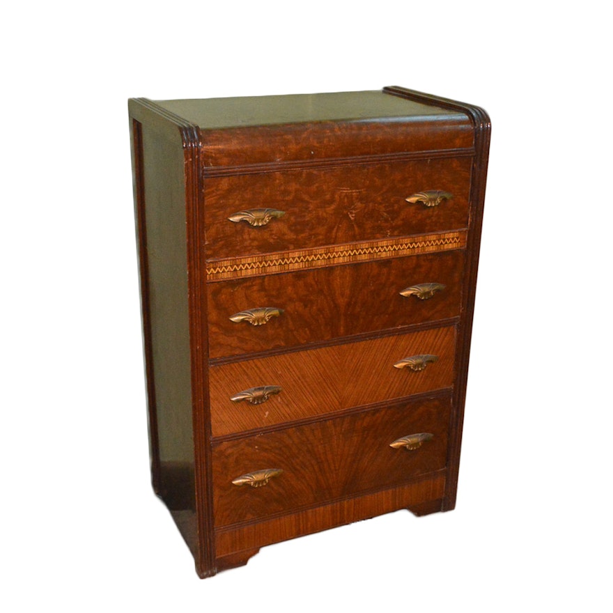 Vintage Art Deco Waterfall Chest Of Drawers Ebth