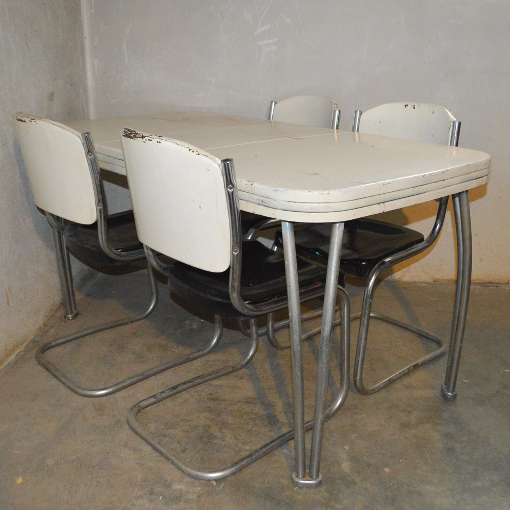 Vintage Enamel Kitchen Table and Chairs EBTH