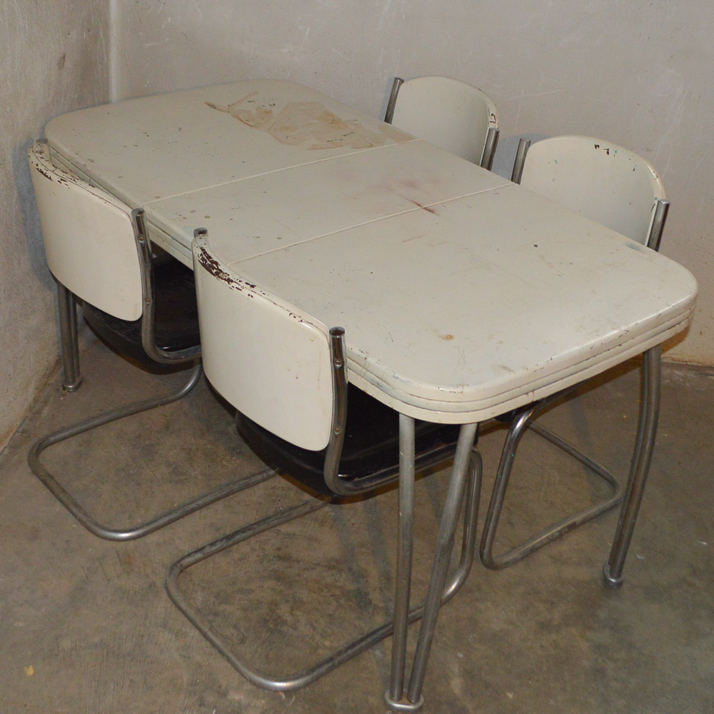 Vintage Enamel Kitchen Table and Chairs EBTH