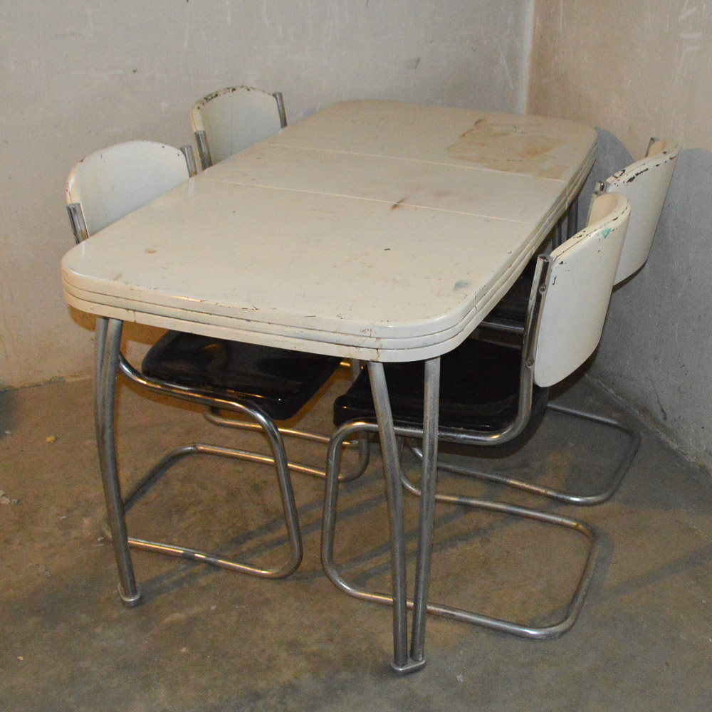Vintage Enamel Kitchen Table and Chairs EBTH