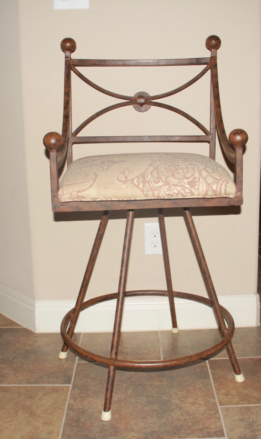 Two Wrought Iron Counter Height Stools EBTH