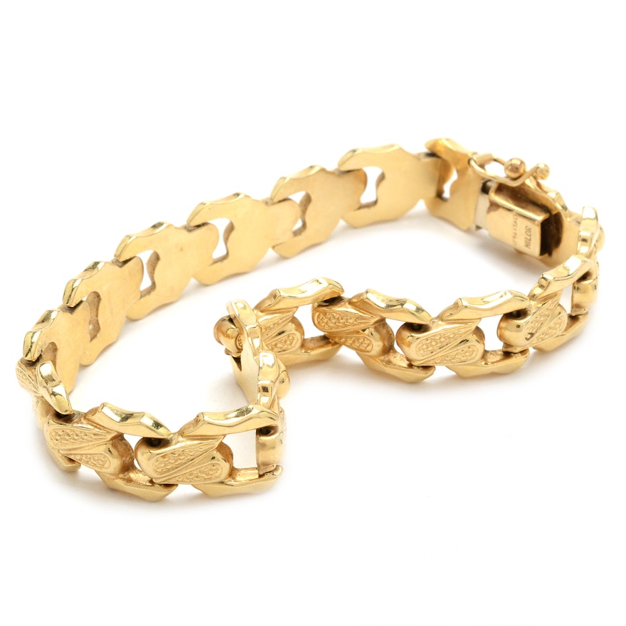 14K Yellow Gold Italian Milor Linked Bracelet : EBTH