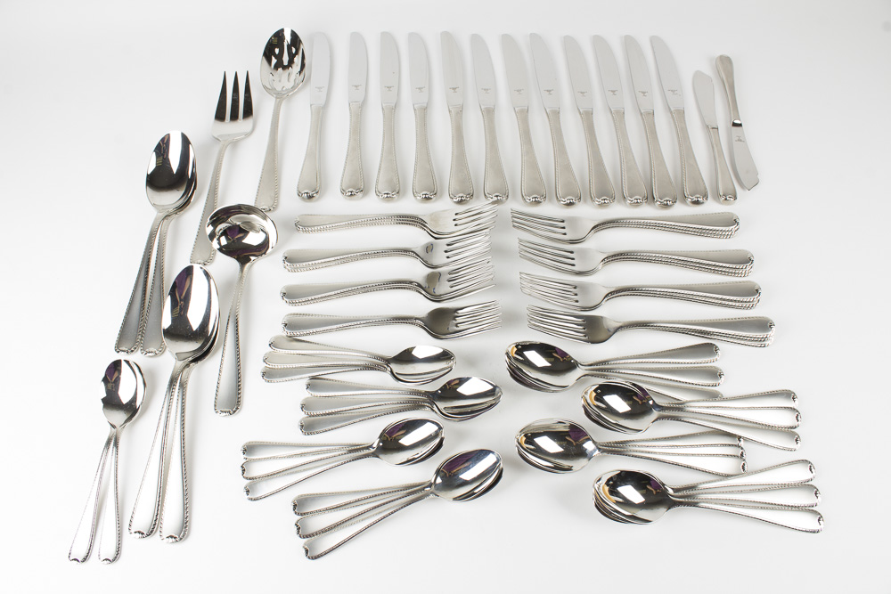 Gorham "Ribbon Edge" Stainless Steel Flatware Set EBTH