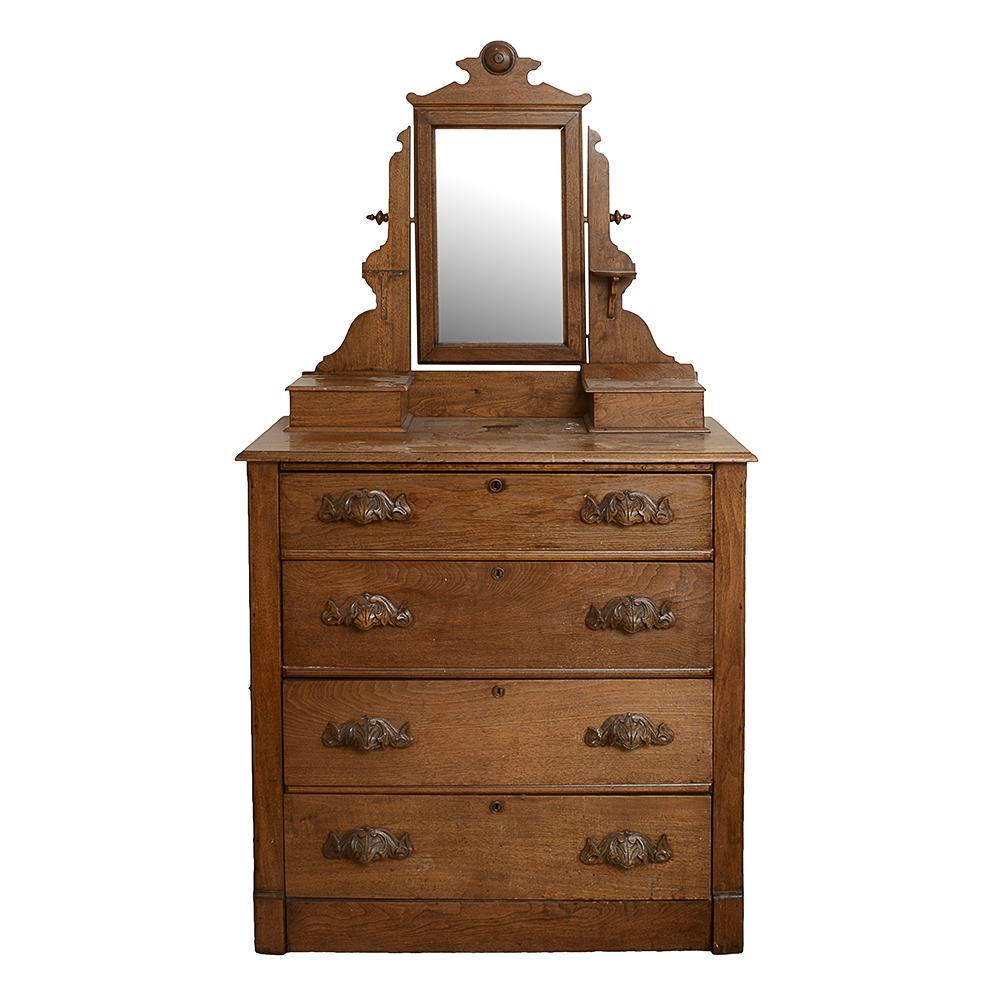 Antique Victorian Walnut Dresser With Mirror EBTH