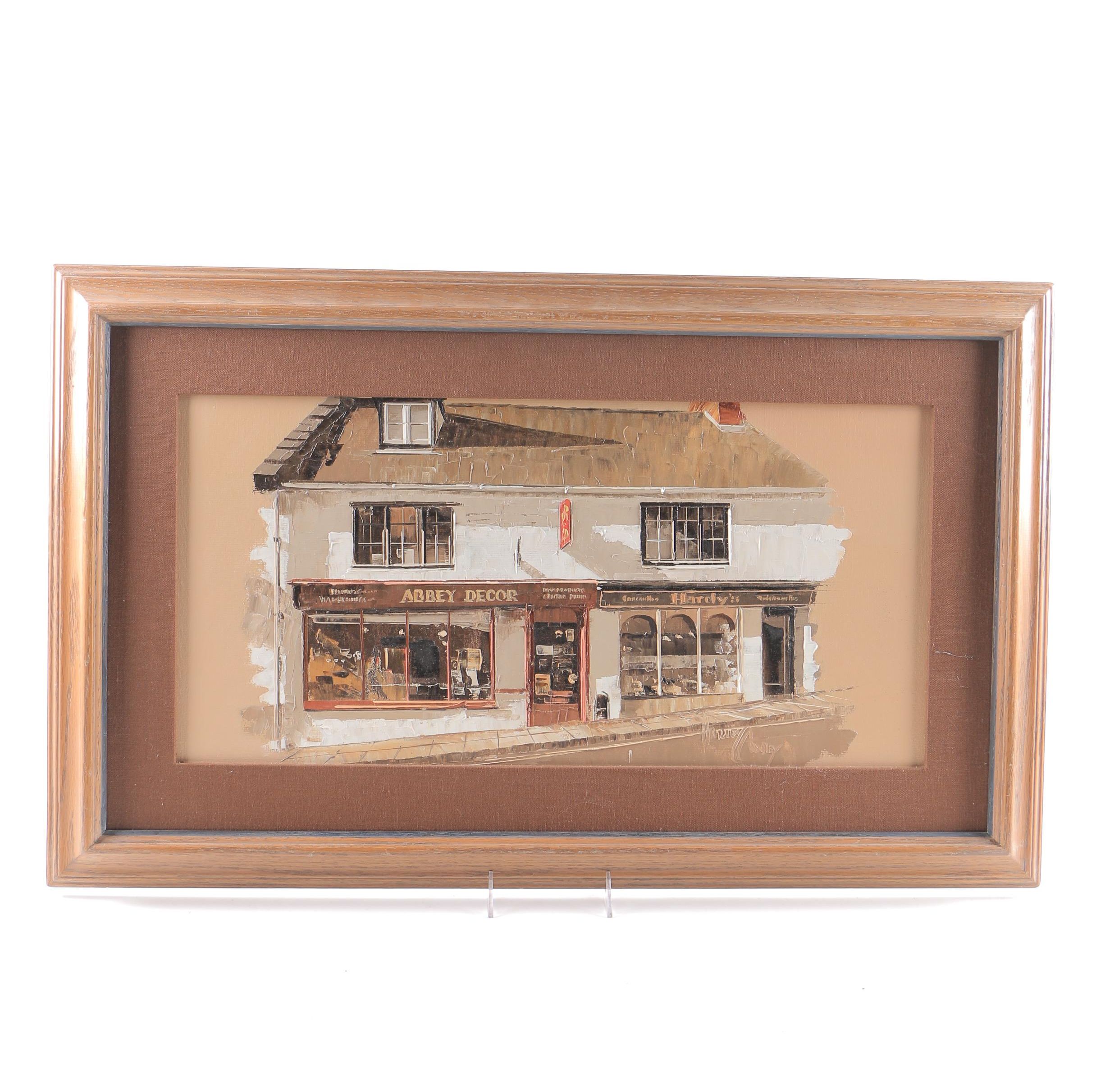 Harley Crossley Oil Painting on Board of Shop Front EBTH