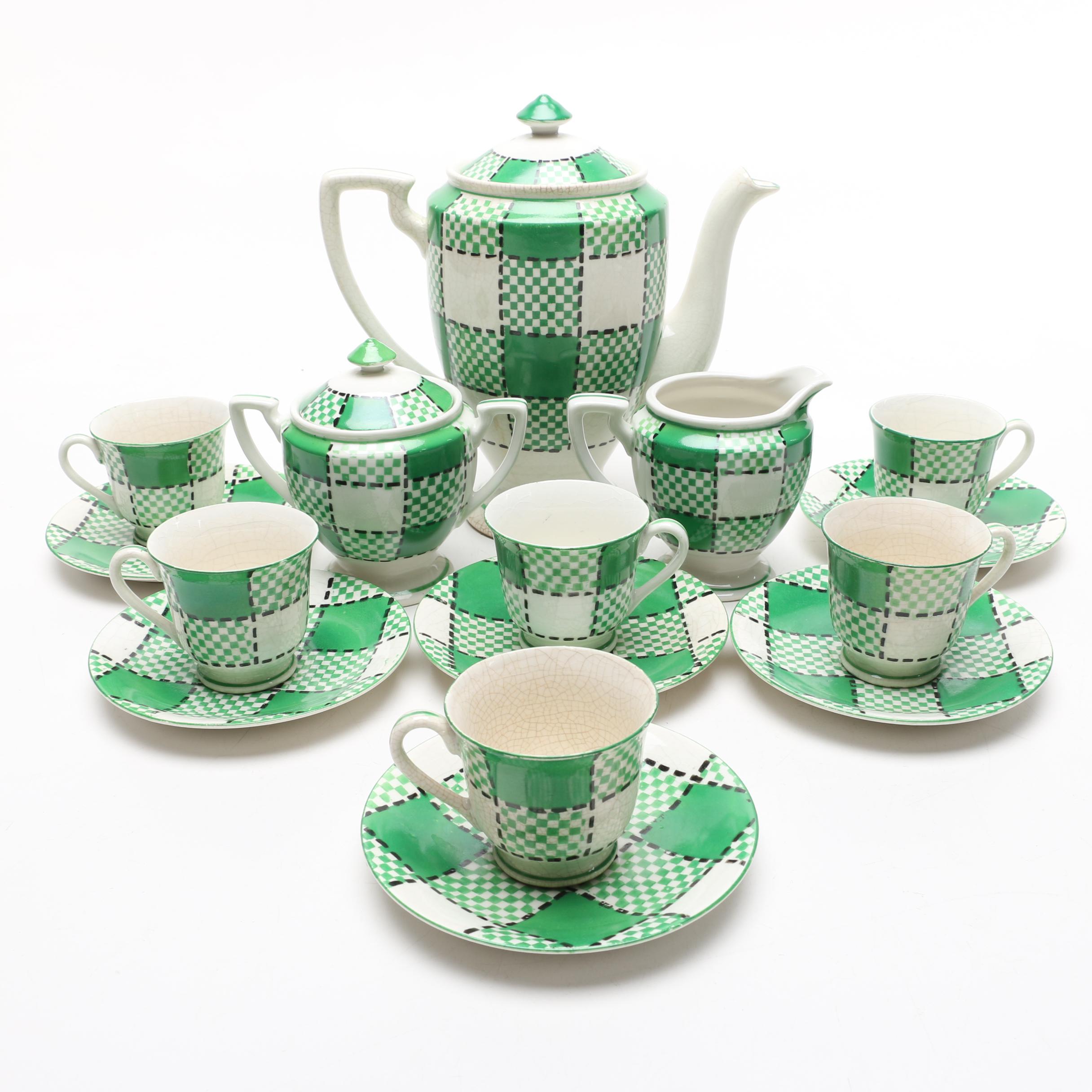Japanese Kikusui "Checkers Green" Tea Service EBTH