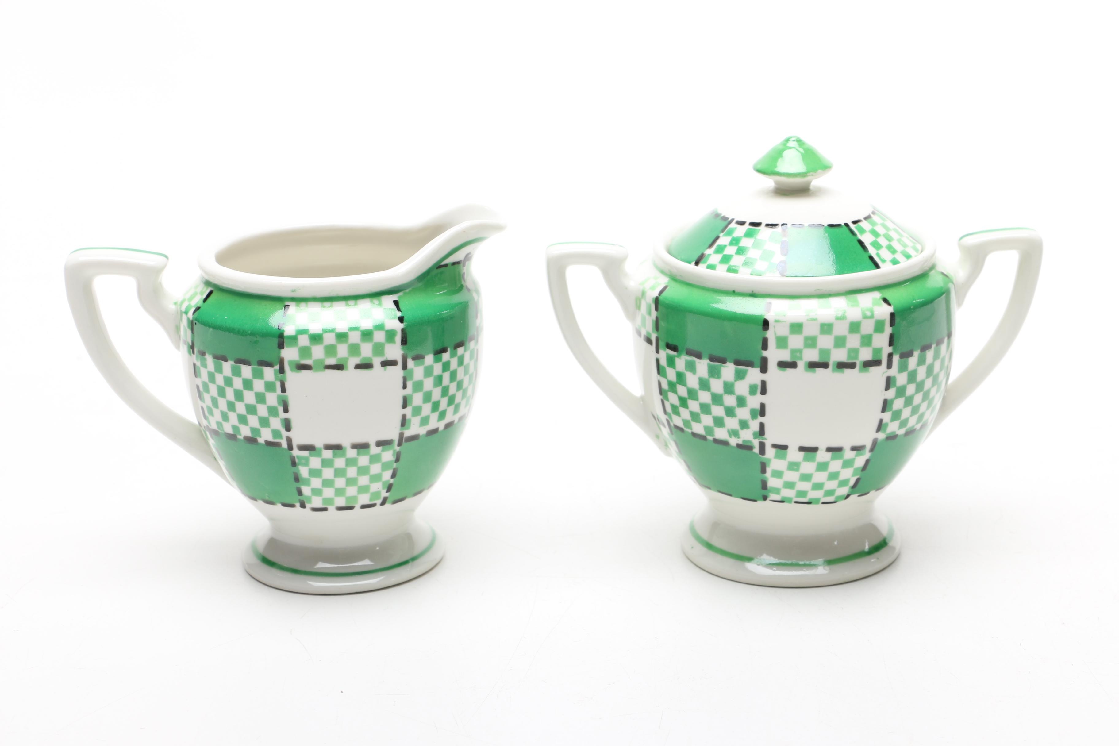 Japanese Kikusui "Checkers Green" Tea Service EBTH