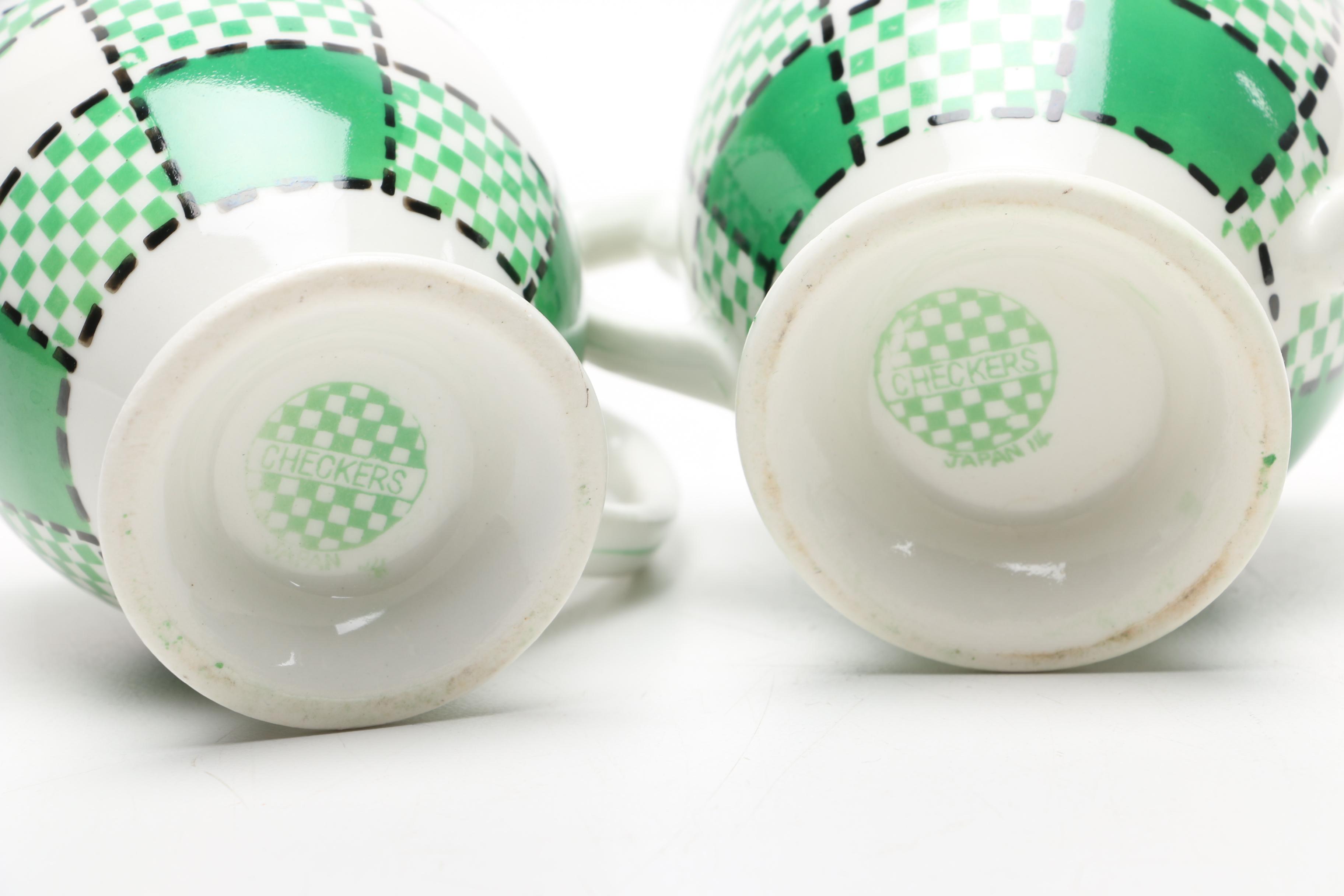 Japanese Kikusui "Checkers Green" Tea Service EBTH